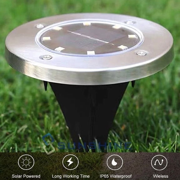 BEST- Solar Garden 8-Led Outdoor Disk Flat Buried Light In-Ground Mark Light Pathway
