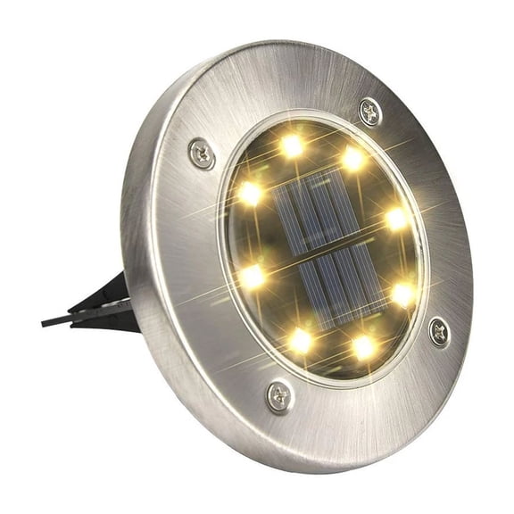 BEST- Solar Garden Flat Buried Light 8-Led Outdoor Disk In-Ground Light Garden Pathway