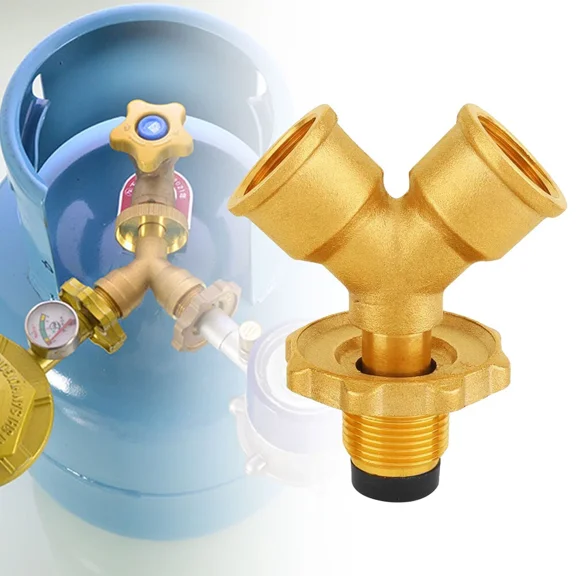 BEST- Splitter Adapter Gas Tank Tee Adapter Tee Connector Dual Hose 2 Way Cylinder Et