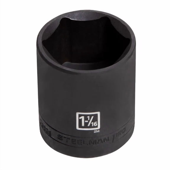 BEST- Steelman Pro 1/2-Inch Drive X 1-1/16-Inch Thin-Wall 6-Point Impact Socket, 78529
