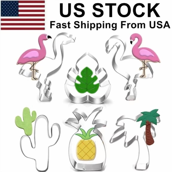 BEST- Summer Cookie Cutters Set - 6Pc Hawaiian Theme - Cactus, Pineapple, Palm