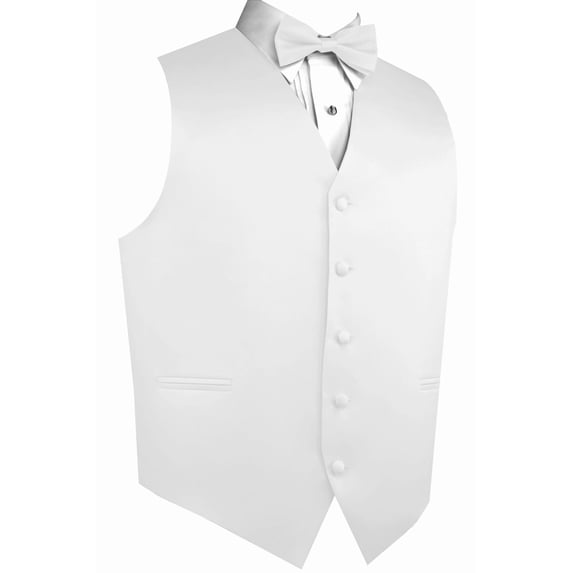 BEST TUXEDO, Men's Formal, Prom, Wedding, Homecoming, Tuxedo Vest, Bow-Tie & Hankie Set for Prom, Wedding, Cruise in White - 2XL