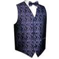 thumbnail image 1 of BEST TUXEDO Men's Formal, Prom, Wedding, Homecoming, Tuxedo Vest, Bow-Tie & Hankie Set in Purple Paisley - 5XL, 1 of 4