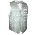 thumbnail image 1 of BEST TUXEDO Men's Formal, Prom, Wedding, Homecoming, Tuxedo Vest, Bow-Tie & Hankie Set in Sage Paisley - 6XL, 1 of 4