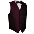 thumbnail image 1 of BEST TUXEDO Men's Formal, Prom, Wedding, Homecoming, Tuxedo Vest, Bow-Tie & Pocket Square Set in Berry Paisley - XL, 1 of 4