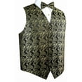 thumbnail image 1 of BEST TUXEDO Men's Formal, Prom, Wedding, Homecoming, Tuxedo Vest, Bow-Tie & Pocket Square Set in Black/Gold Paisley - 5XL, 1 of 4