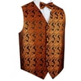 thumbnail image 1 of BEST TUXEDO Men's Formal, Prom, Wedding, Homecoming, Tuxedo Vest, Bow-Tie & Pocket Square Set in Burnt Orange Paisley - 3XL, 1 of 4