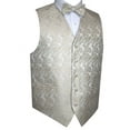 thumbnail image 1 of BEST TUXEDO Men's Formal, Prom, Wedding, Homecoming, Tuxedo Vest, Bow-Tie & Pocket Square Set in Champagne Paisley - S, 1 of 4