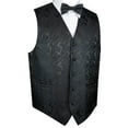 thumbnail image 1 of BEST TUXEDO Men's Formal, Prom, Wedding, Homecoming, Tuxedo Vest, Bow-Tie & Pocket Square Set in Charcoal Paisley - 6XL, 1 of 4