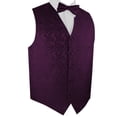 thumbnail image 1 of BEST TUXEDO Men's Formal, Prom, Wedding, Homecoming, Tuxedo Vest, Bow-Tie & Hankie Set in Plum Paisley - 5XL, 1 of 4