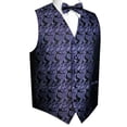 thumbnail image 1 of BEST TUXEDO Men's Formal, Prom, Wedding, Homecoming, Tuxedo Vest, Bow-Tie & Pocket Square Set in Purple Paisley - 5XL, 1 of 4