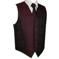 thumbnail image 1 of BEST TUXEDO Men's Formal, Prom, Wedding, Homecoming, Tuxedo Vest, Tie & Hankie Set in Berry Paisley - M, 1 of 4