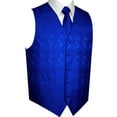 thumbnail image 1 of BEST TUXEDO Men's Formal, Prom, Wedding, Homecoming, Tuxedo Vest, Tie & Hankie Set in Blue Paisley - XL, 1 of 4
