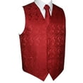 thumbnail image 1 of BEST TUXEDO Men's Formal, Prom, Wedding, Homecoming, Tuxedo Vest, Tie & Hankie Set in Red Paisley - 4XL, 1 of 4