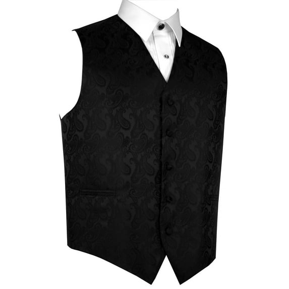 BEST TUXEDO Men's Formal, Prom, Wedding, Homecoming, Tuxedo Vest in Black Paisley - S
