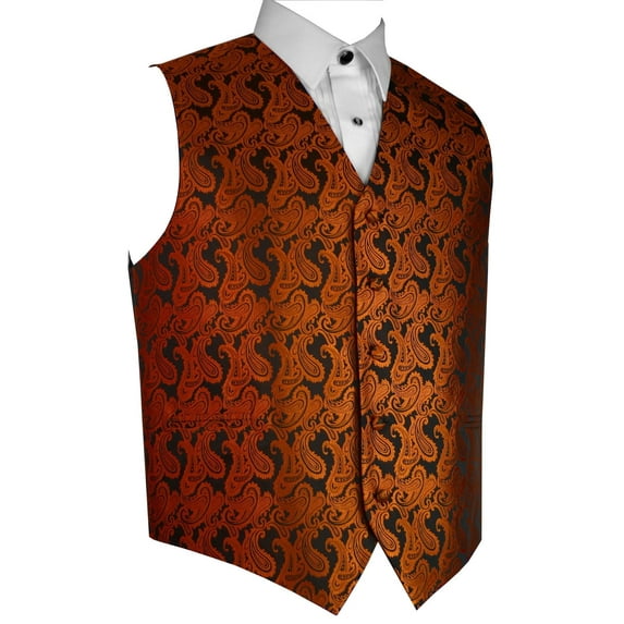 BEST TUXEDO Men's Formal, Prom, Wedding, Homecoming, Tuxedo Vest in Burnt Orange Paisley - 6XL
