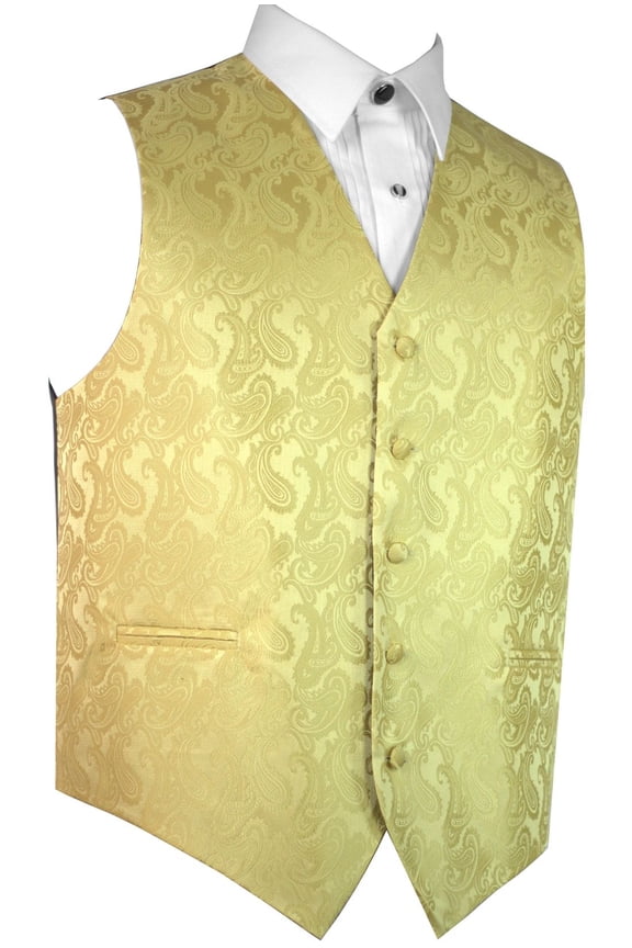 Men's Formal, Prom, Wedding, Homecoming, Tuxedo Vest in Gold Paisley - 5XL