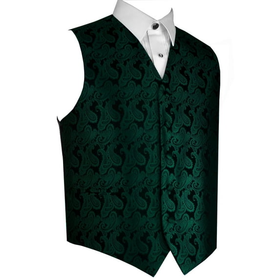 BEST TUXEDO Men's Formal, Prom, Wedding, Homecoming, Tuxedo Vest in Hunter Green Paisley - 3XL