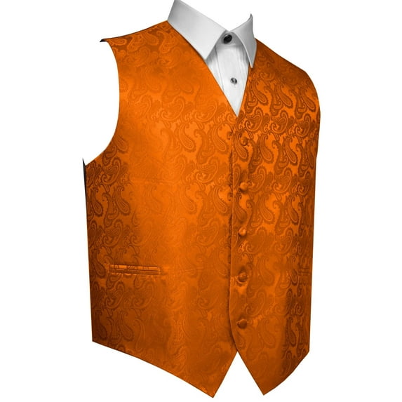 "BEST TUXEDO" Men's Formal, Wedding, Prom, Homecoming, Tuxedo Vest, in Orange Paisley