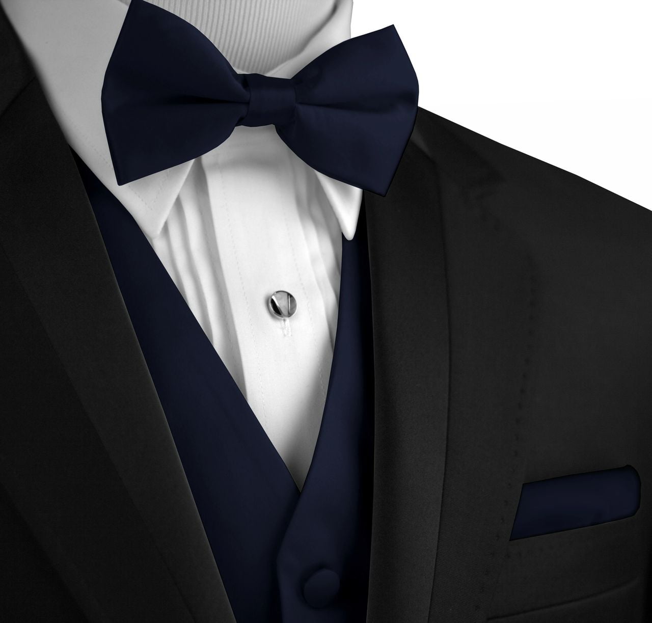 Navy tux, white bow tie  Blue suit bow tie, Navy tux, Blue suit