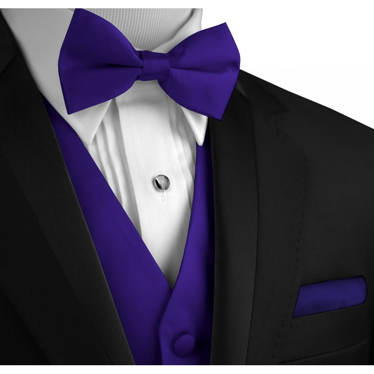 BEST TUXEDO Men's Formal, Wedding, Prom, Homecoming, Tuxedo Vest, Bow-Tie  u0026 Hankie Set in Purple - Walmart.com