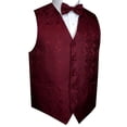 thumbnail image 1 of BEST TUXEDO Men's Formal, Prom, Wedding, Homecoming, Tuxedo Vest, Bow-Tie & Pocket Square Set in Burgundy Paisley - XL, 1 of 4