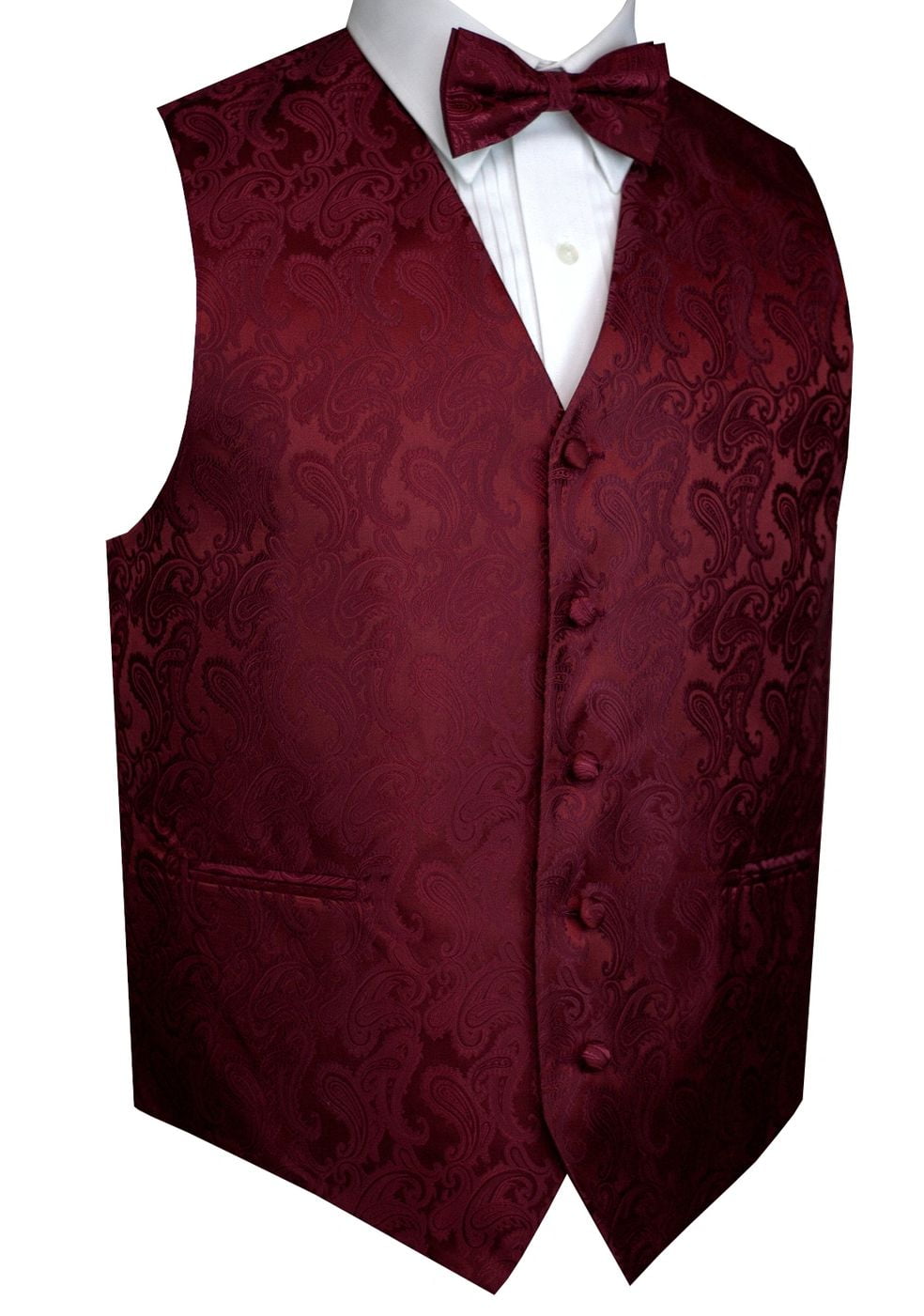burgundy vest and tie