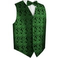 thumbnail image 1 of BEST TUXEDO Men's Formal, Prom, Wedding, Homecoming, Tuxedo Vest, Bow-Tie & Pocket Square Set in Green Paisley - L, 1 of 4