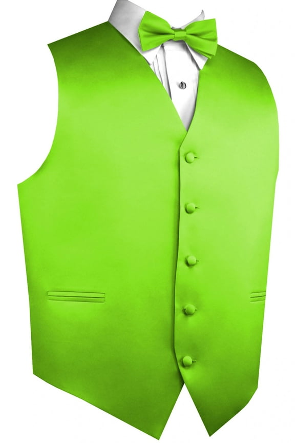 "BEST TUXEDO" Men's Formal, Wedding, Prom, Homecoming, Tuxedo Vest, Bow-tie - Lime