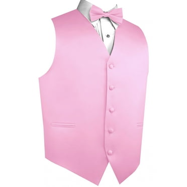 "BEST TUXEDO" Men's Formal, Wedding, Prom, Homecoming, Tuxedo Vest, Bow-tie - Pink