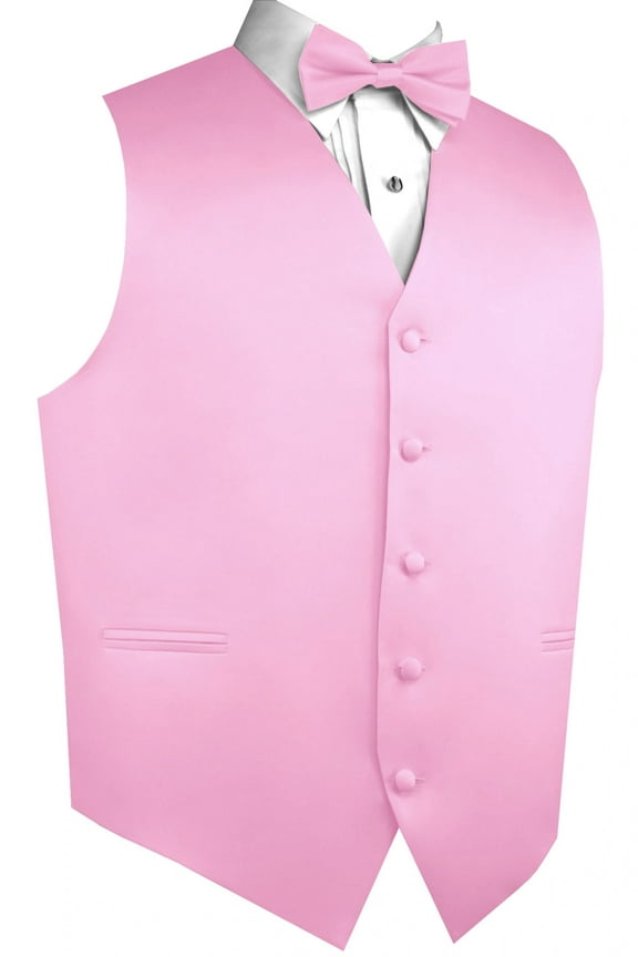 "BEST TUXEDO" Men's Formal, Wedding, Prom, Homecoming, Tuxedo Vest, Bow-tie - Pink