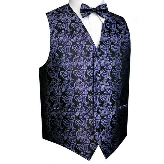 "BEST TUXEDO" Men's Formal, Wedding, Prom, Homecoming, Tuxedo Vest, Bow-tie - Purple Paisley