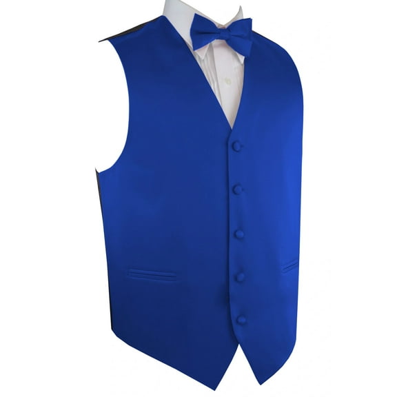 BEST TUXEDO, Men's Formal, Prom, Wedding, Homecoming, Tuxedo Vest, Bow-Tie & Hankie Set for Prom, Wedding, Cruise in Royal Blue - M