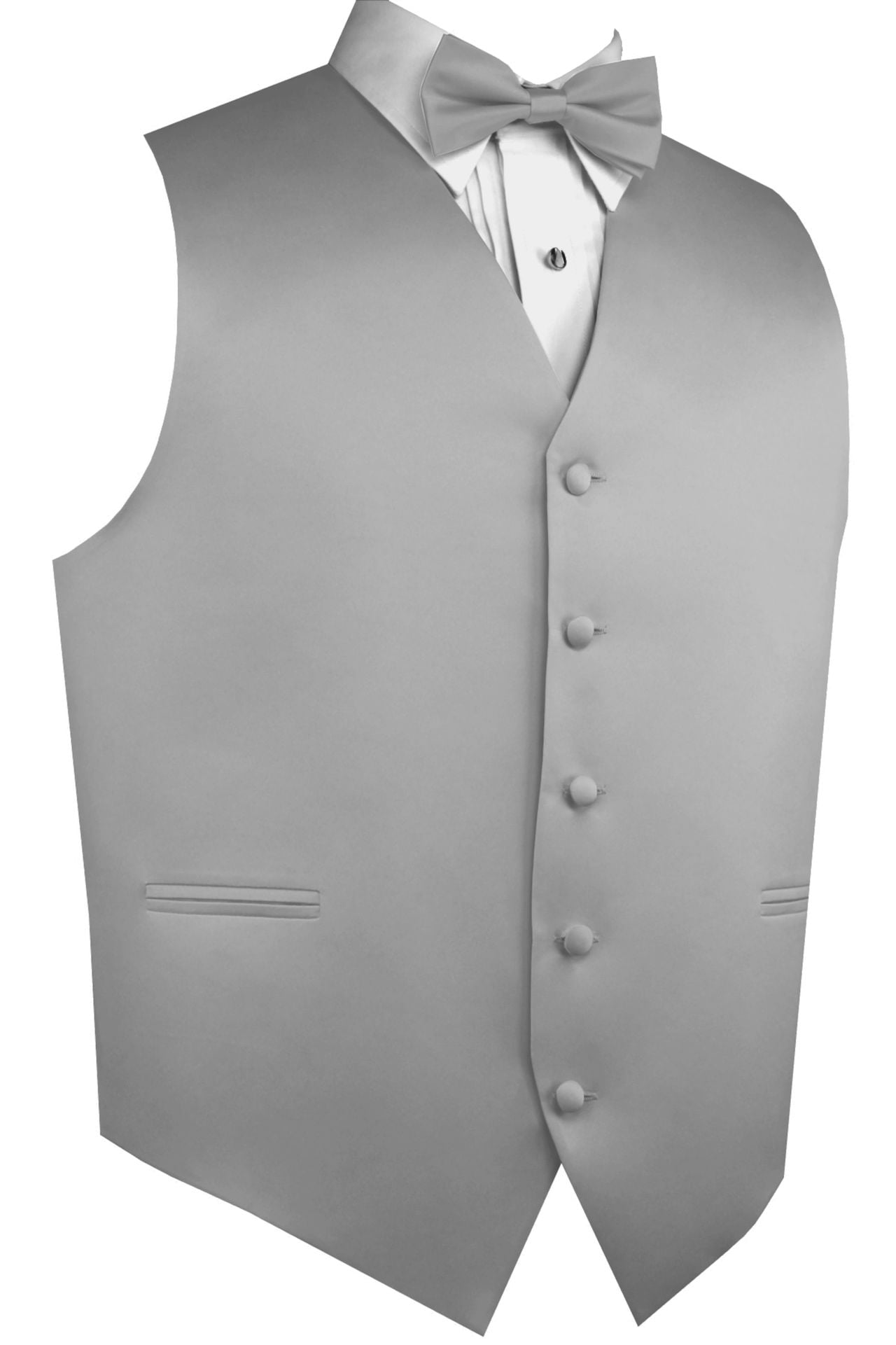 "BEST TUXEDO" Men's Formal, Wedding, Prom, Tuxedo Vest, Bowtie Silver