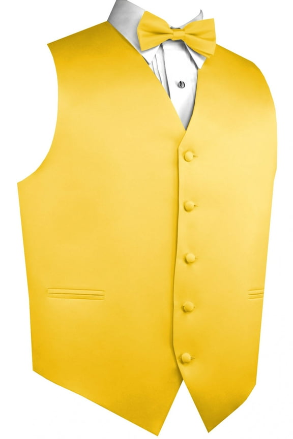 "BEST TUXEDO" Men's Formal, Wedding, Prom, Homecoming, Tuxedo Vest, Bow-tie - Yellow