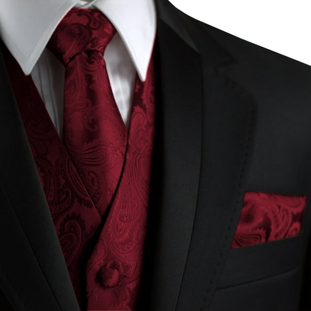 burgundy tuxedo vest and tie