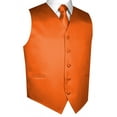 thumbnail image 1 of BEST TUXEDO Men's Formal, Prom, Wedding, Homecoming, Tuxedo Vest, Tie & Hankie Set in Orange Solid Satin - 5XL, 1 of 3