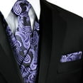 thumbnail image 1 of "BEST TUXEDO" Men's Formal, Wedding, Prom, Homecoming, Tuxedo Vest, Tie & Hankie Set in Purple Paisley, 1 of 4