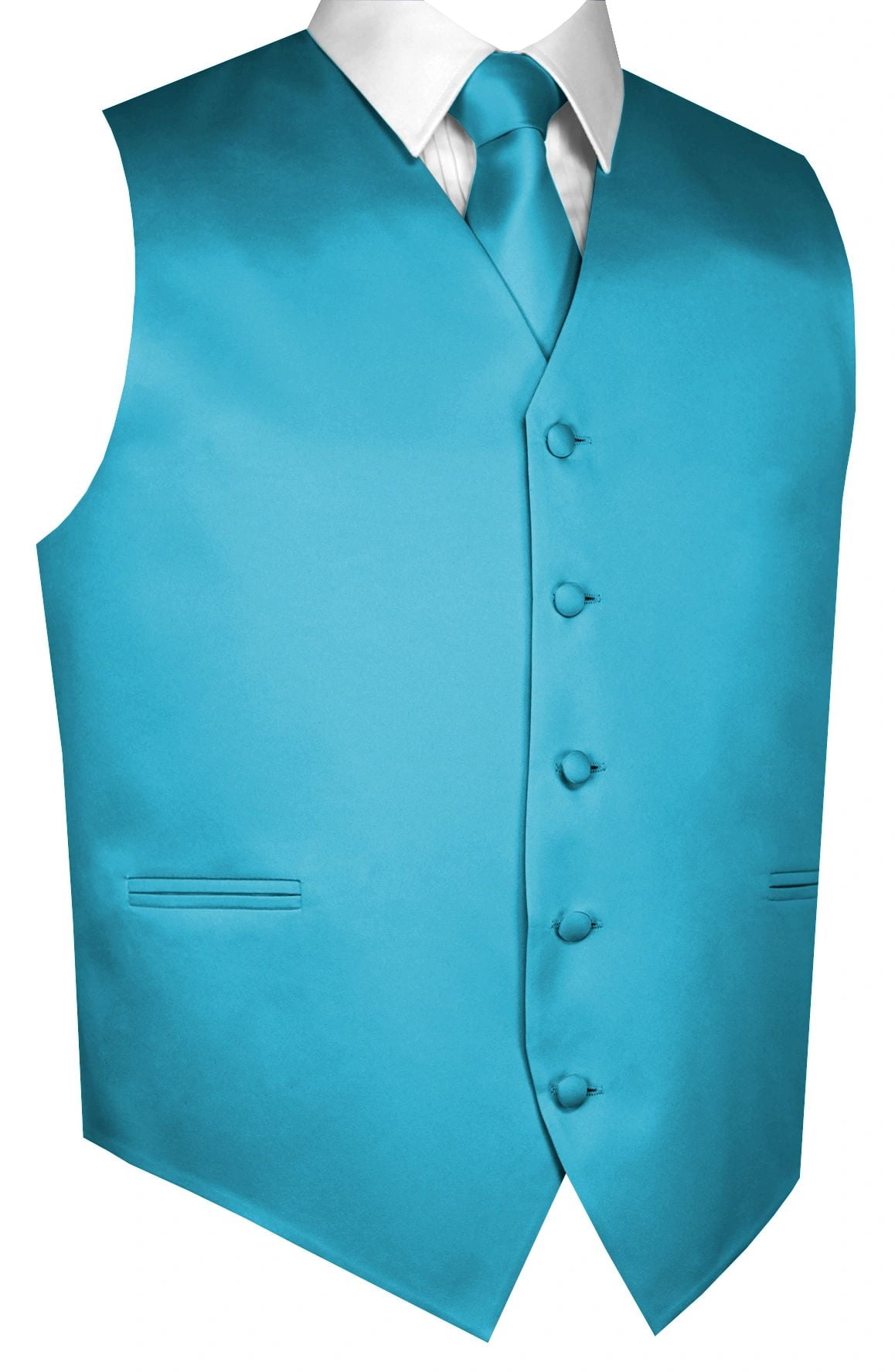 turquoise tuxedo vest and tie