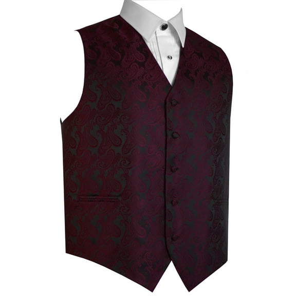 "BEST TUXEDO" Men's Formal, Wedding, Prom, Homecoming, Tuxedo Vest, in Berry Paisley