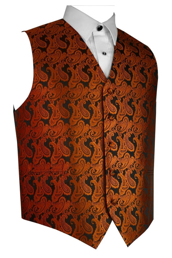 "BEST TUXEDO" Men's Formal, Wedding, Prom, Homecoming, Tuxedo Vest, in Burnt Orange Paisley