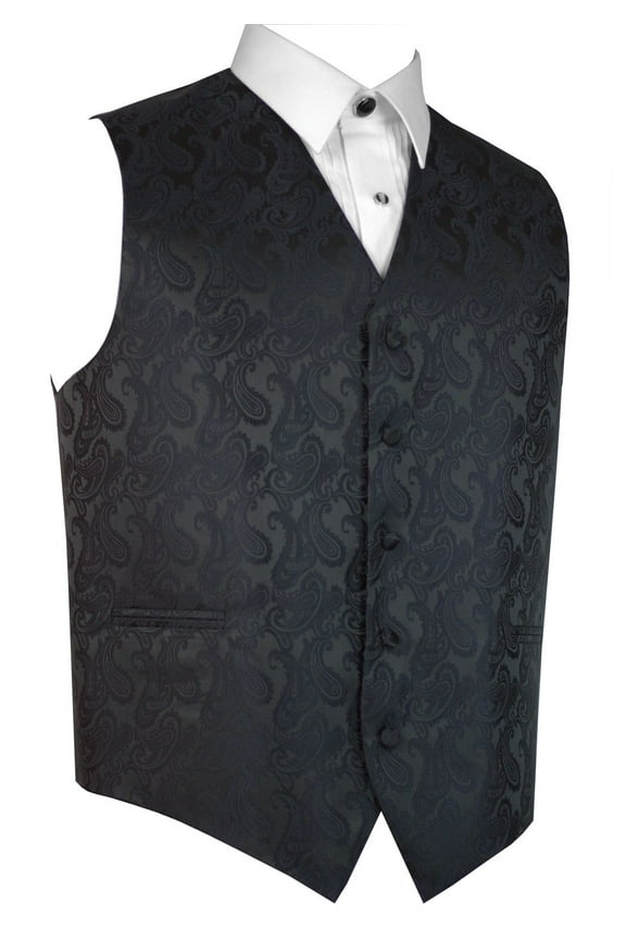 "BEST TUXEDO" Men's Formal, Wedding, Prom, Homecoming, Tuxedo Vest, in Charcoal Paisley