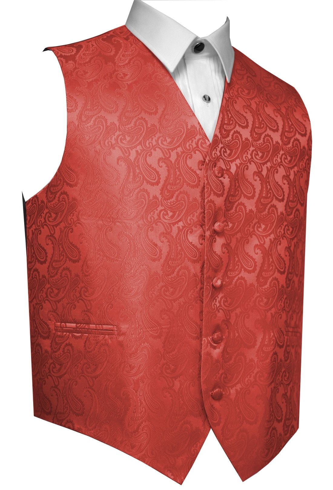 Statement Men's Off Coral Patterned Vested Tuxedo with Bowtie main image 0