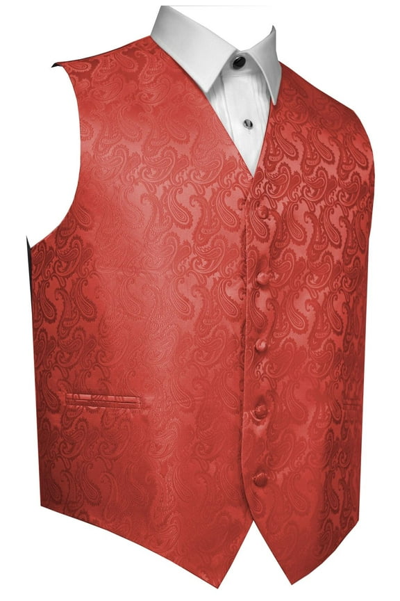 "BEST TUXEDO" Men's Formal, Wedding, Prom, Homecoming, Tuxedo Vest, in Coral Paisley