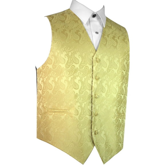 "BEST TUXEDO" Men's Formal, Wedding, Prom, Homecoming, Tuxedo Vest, in Gold Paisley