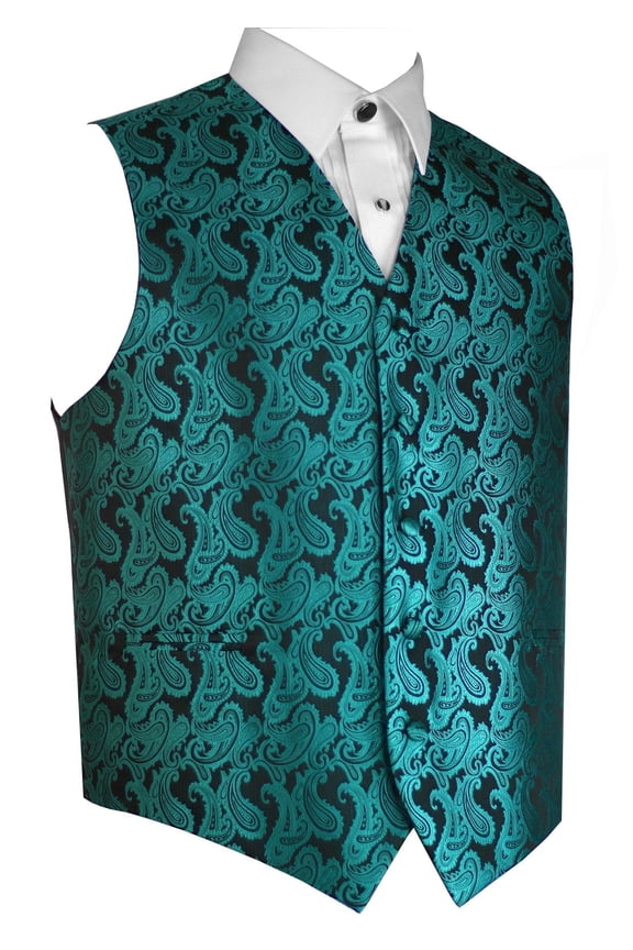 "BEST TUXEDO" Men's Formal, Wedding, Prom, Homecoming, Tuxedo Vest, in Jade Paisley