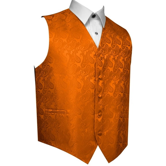 "BEST TUXEDO" Men's Formal, Wedding, Prom, Homecoming, Tuxedo Vest, in Orange Paisley