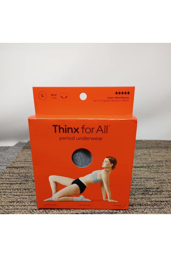 BEST- Thinx For All Period Better Underwear Brief Panties Super Absorption Large Gray