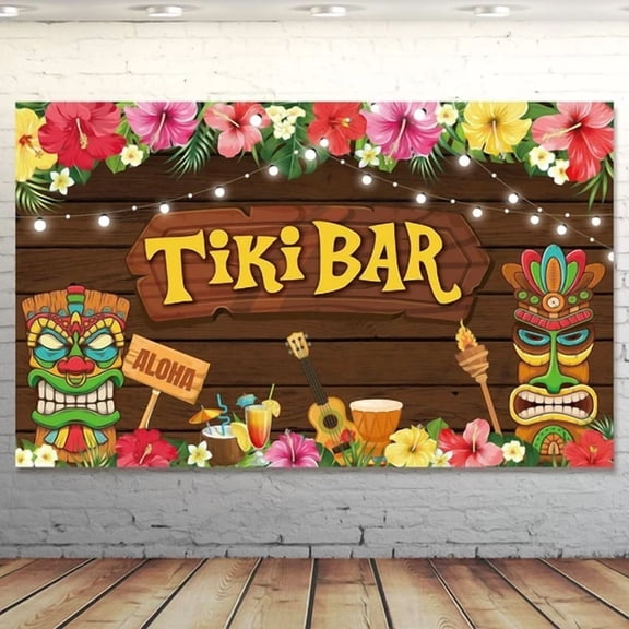 BEST- "Tiki Luau Party Decoration Hawaiian Tiki Banner Hawaii Tiki Bar Backdrop Party