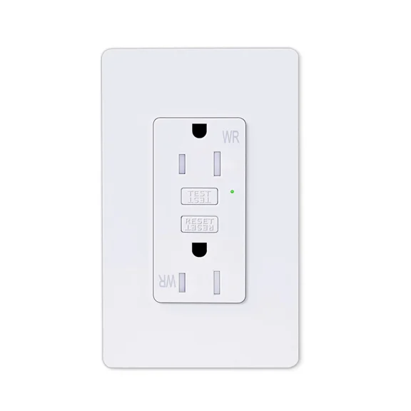 BEST- Ultra-Thin 15A Gfci Outlet Gfi Receptacle Led Indicator Tr Wr With Decora Plate